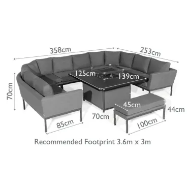 Pulse U Shape Corner Dining Set - With Firepit Table  - 4