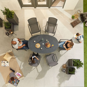 Aluminium Outdoor Dining Milano 6 Seat Dining Set - 1.6m x 1m Oval Table