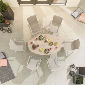 Aluminium Outdoor Dining Milano 6 Seat Dining Set - 1.6m x 1m Oval Table
