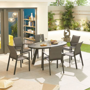 Roma 6 Seat Dining Set - 1.6m x 1m Oval Table  - 9