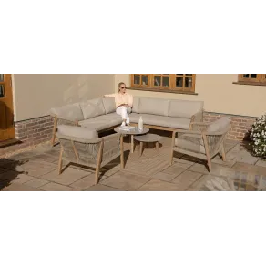 Martinique Rope Weave Corner Sofa & 2x Lounge Chairs