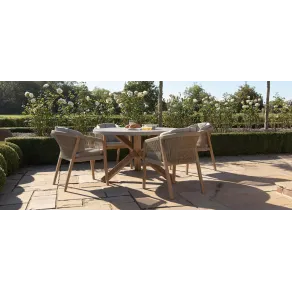 Martinique Rope Weave 4 Seat Round Dining Set