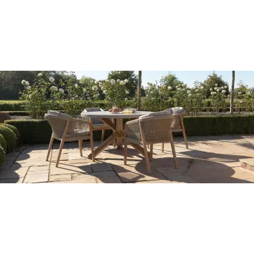 Martinique Rope Weave 4 Seat Round Dining Set