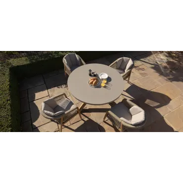 Martinique Rope Weave 4 Seat Round Dining Set