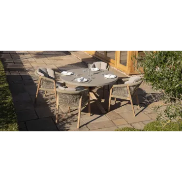 Martinique Rope Weave 4 Seat Round Dining Set