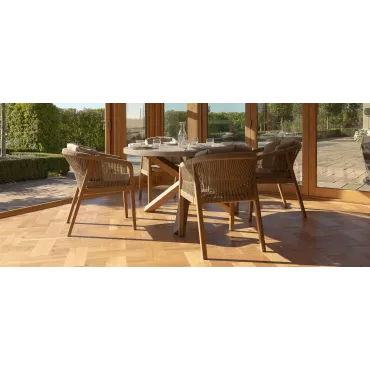 Martinique Rope Weave 4 Seat Round Dining Set
