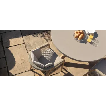 Martinique Rope Weave 4 Seat Round Dining Set