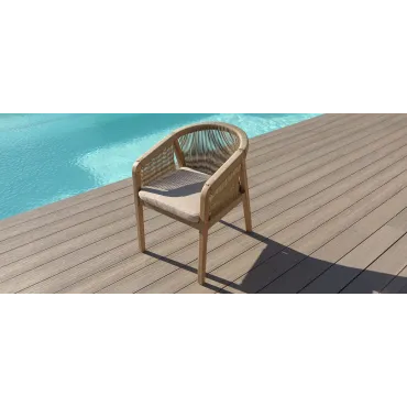 Martinique Rope Weave 4 Seat Round Dining Set