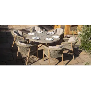 Martinique Rope Weave 6 Seat Round Dining Set