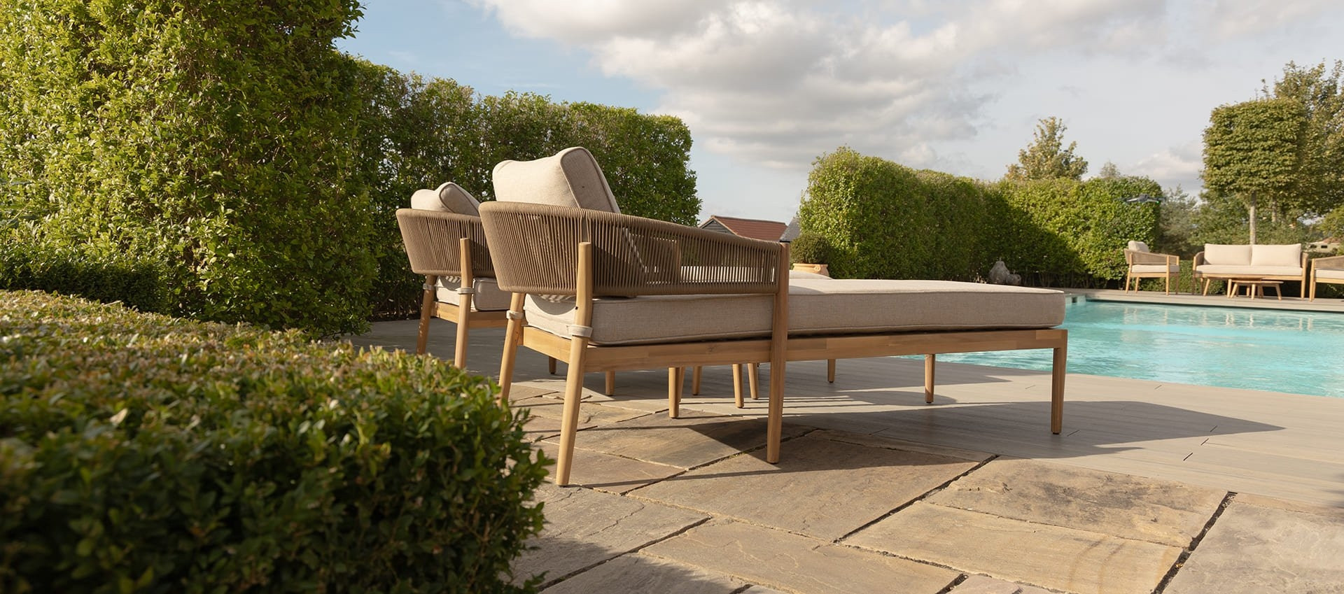 Porto Rope Weave Double Sunlounger Set