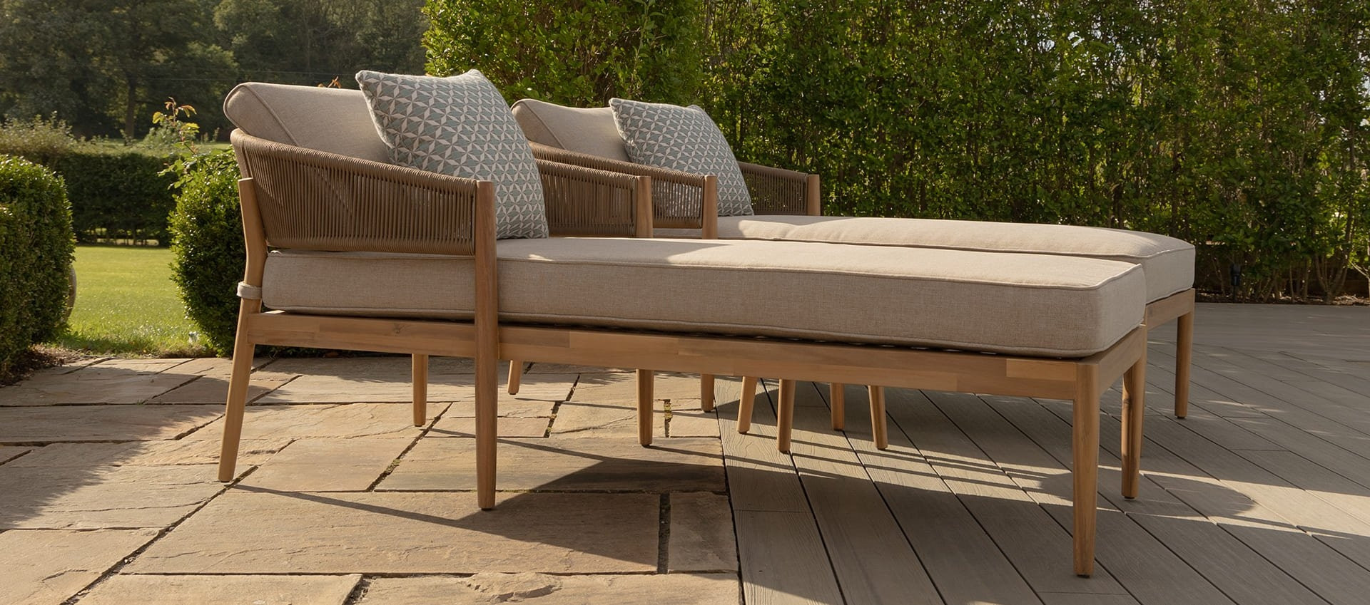 Porto Rope Weave Double Sunlounger Set