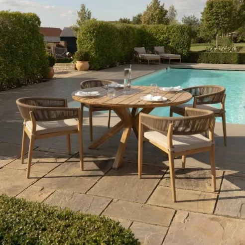 Porto Rope Weave 4 Seat Round Dining Set  - 12
