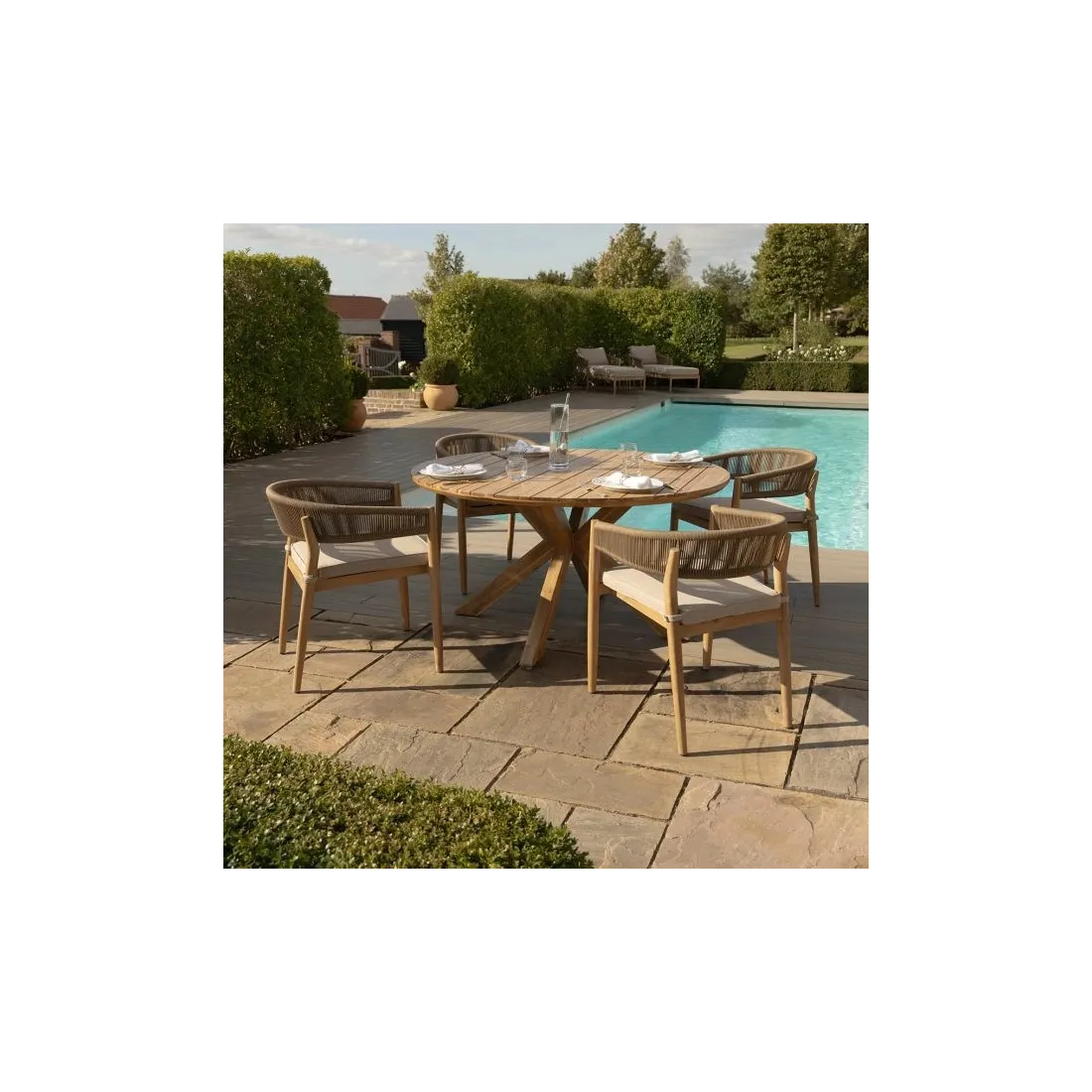 Porto Rope Weave 4 Seat Round Dining Set  - 12