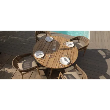 Porto Rope Weave 4 Seat Round Dining Set