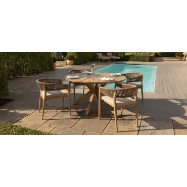 Porto Rope Weave 4 Seat Round Dining Set  - 2