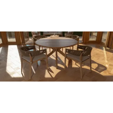 Porto Rope Weave 4 Seat Round Dining Set  - 5