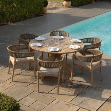 Porto Rope Weave 6 Seat Round Dining Set  - 15