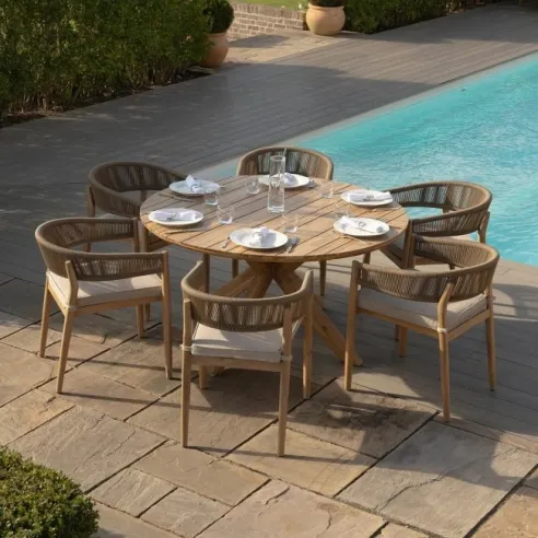 Porto Rope Weave 6 Seat Round Dining Set - 15 Porto Rope Weave 6 Seat Round Dining Set - 15