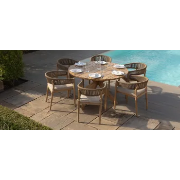 Porto Rope Weave 6 Seat Round Dining Set  - 1