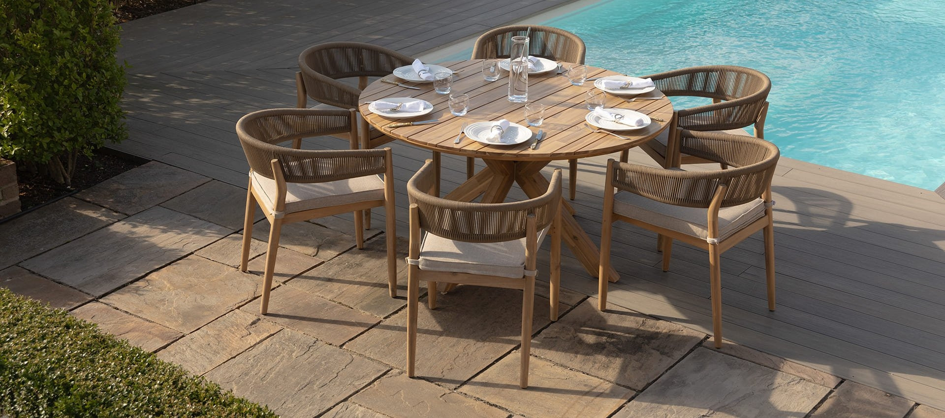 Porto Rope Weave 6 Seat Round Dining Set
