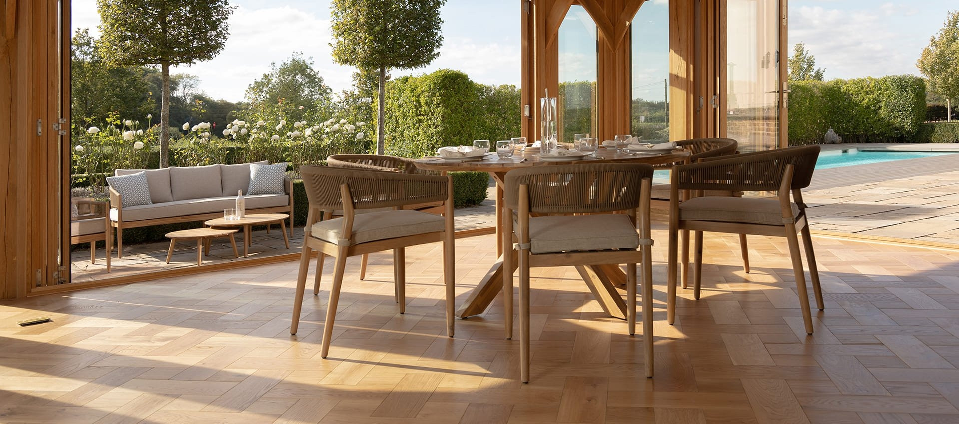 Porto Rope Weave 6 Seat Round Dining Set