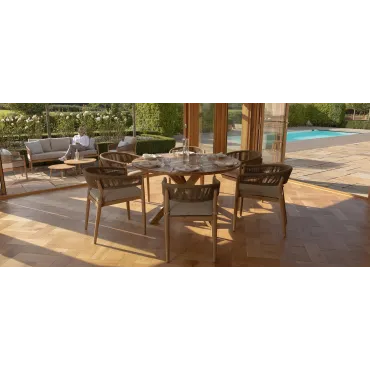 Porto Rope Weave 6 Seat Round Dining Set