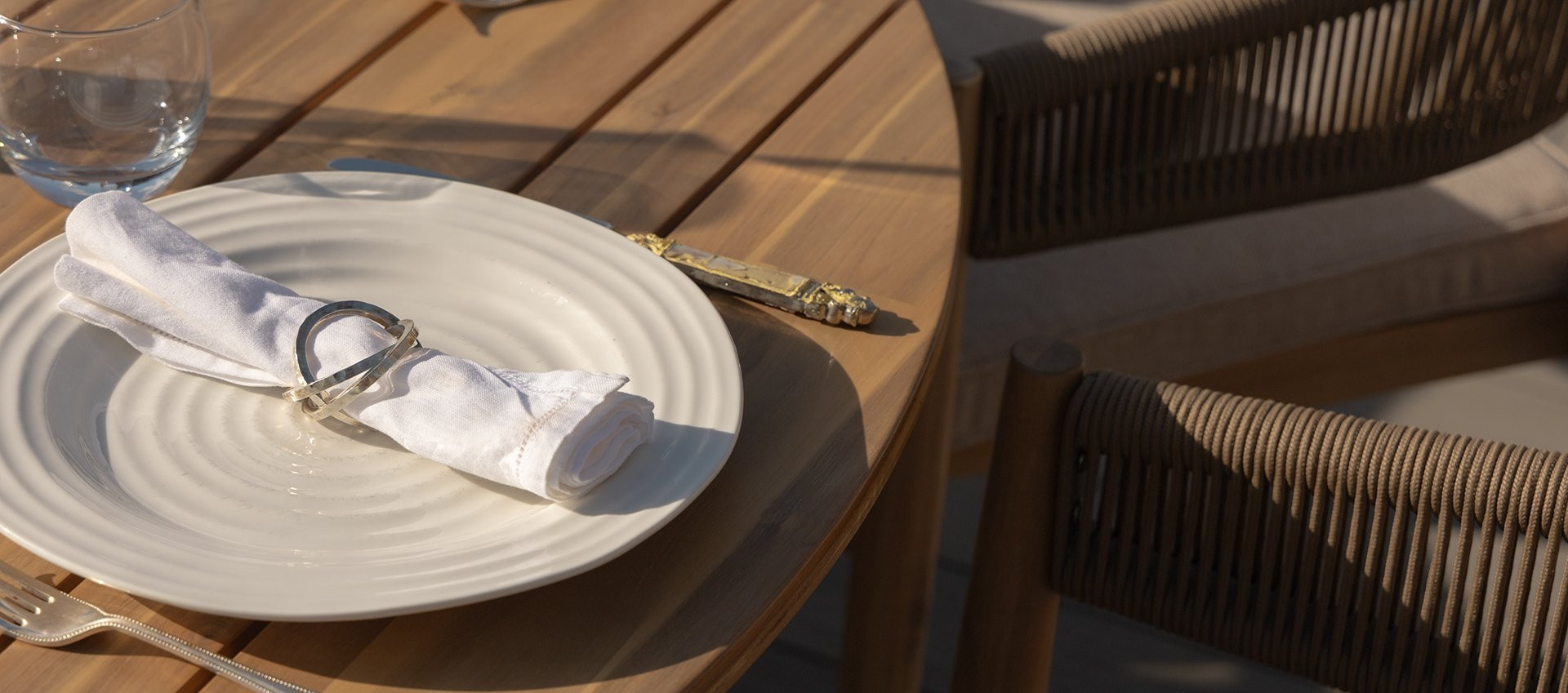 Porto Rope Weave 6 Seat Round Dining Set