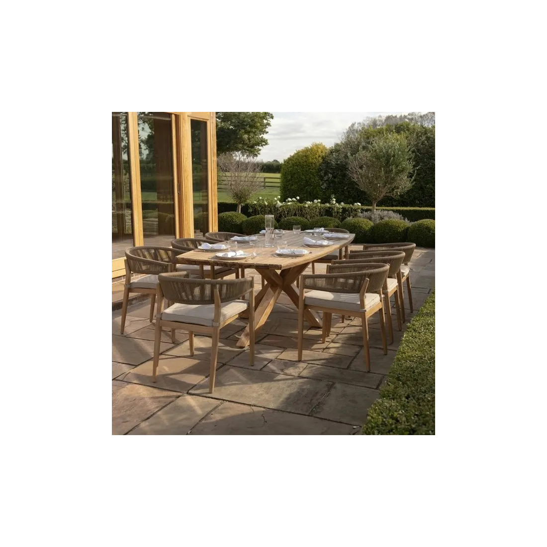 Porto Rope Weave 8 Seat Rectangular Dining Set  - 13