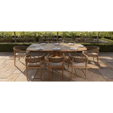 Porto Rope Weave 8 Seat Rectangular Dining Set  - 6