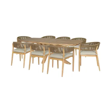 Porto Rope Weave 8 Seat Rectangular Dining Set  - 8