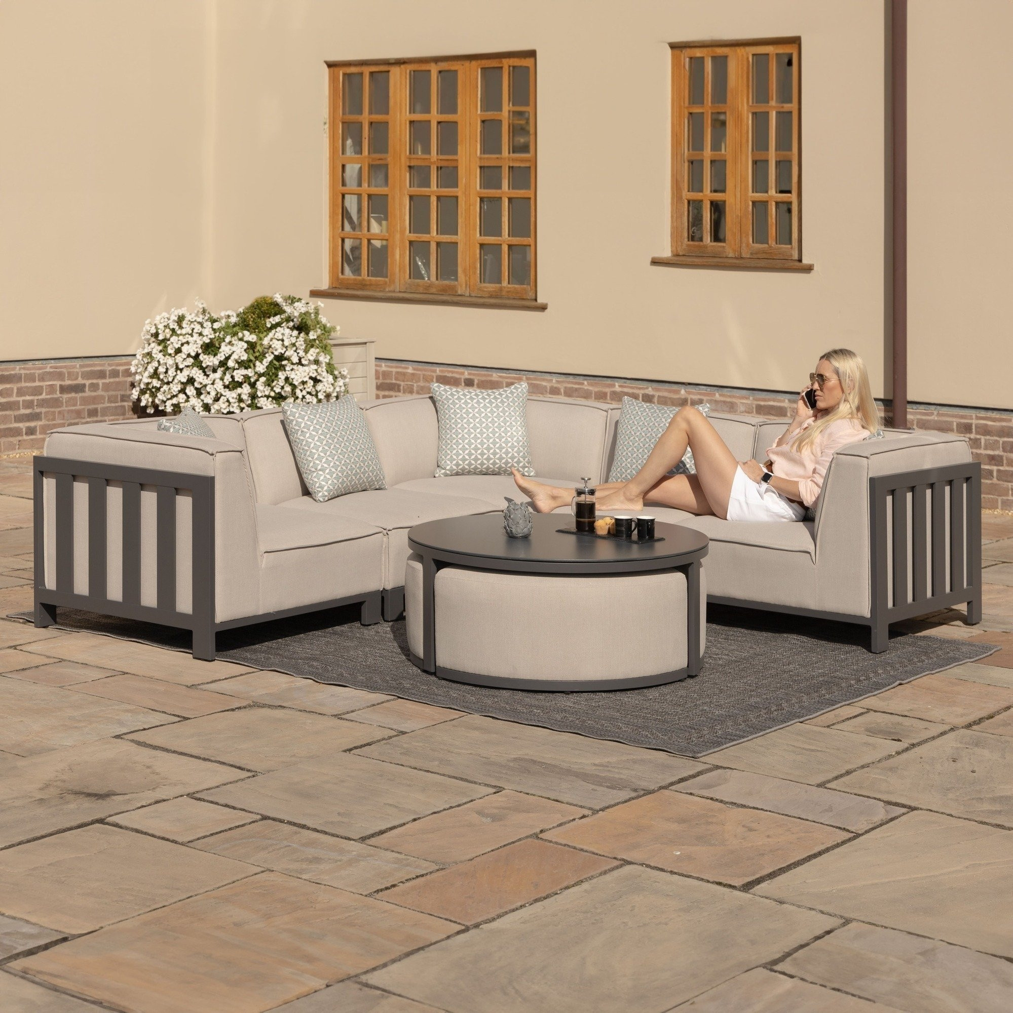 Ibiza Small Corner Sofa Set & Round Coffee Table