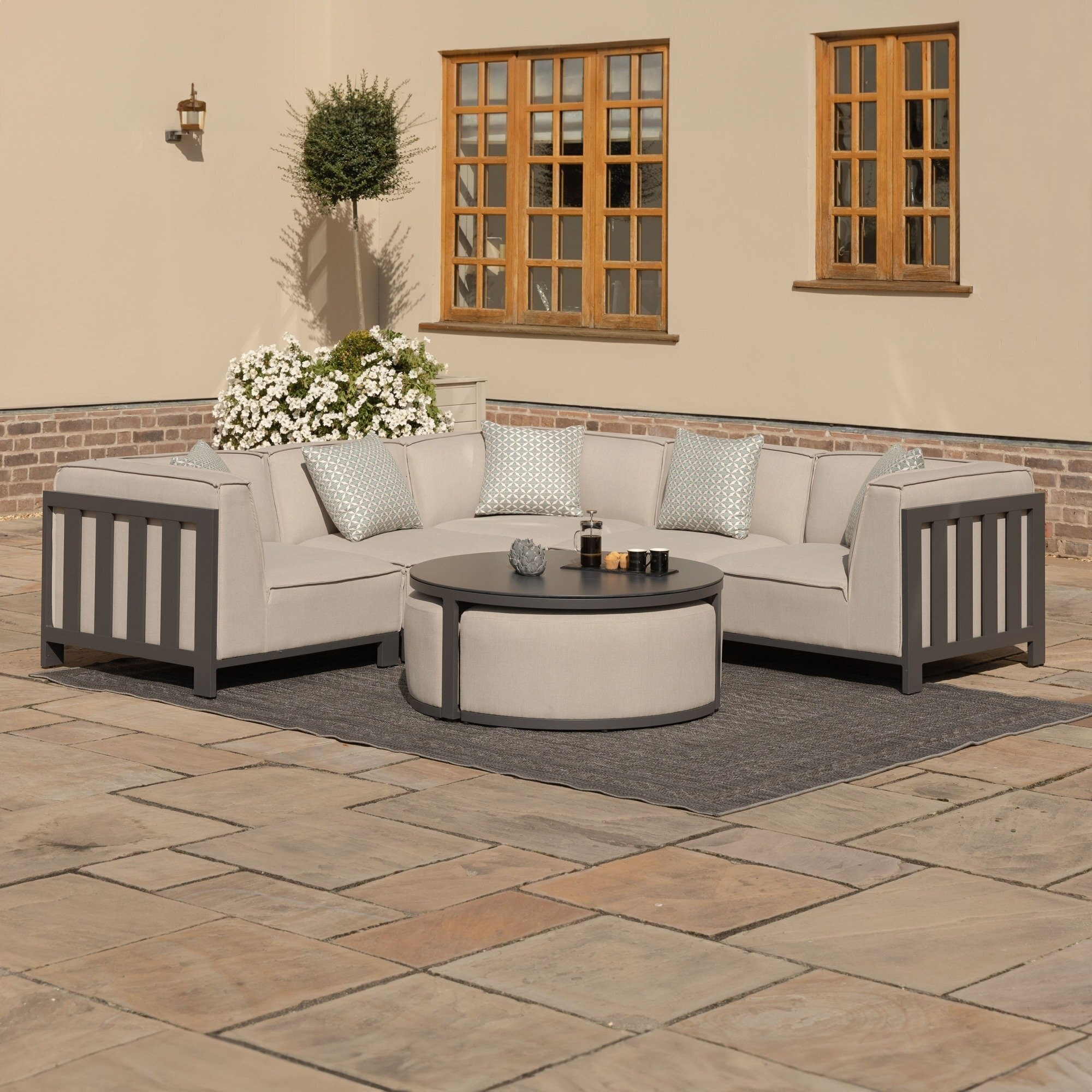 Ibiza Small Corner Sofa Set & Round Coffee Table