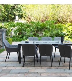 Zest 8 Seat Rectangular Dining Set - With Firepit Table