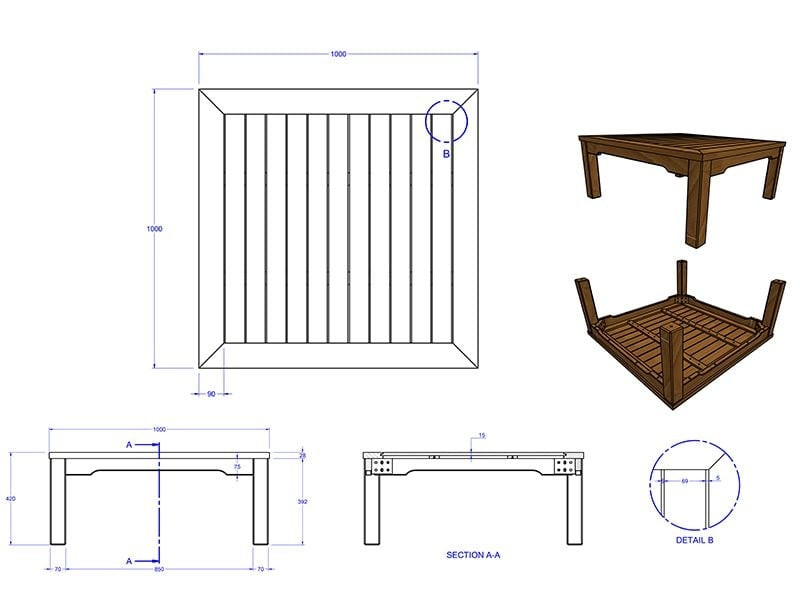 Paris Square Coffee Table - Certified
