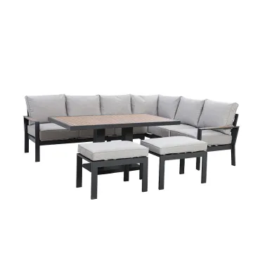 Vancouver Large Corner Dining - Rectangular Rising Table & 2 Stools