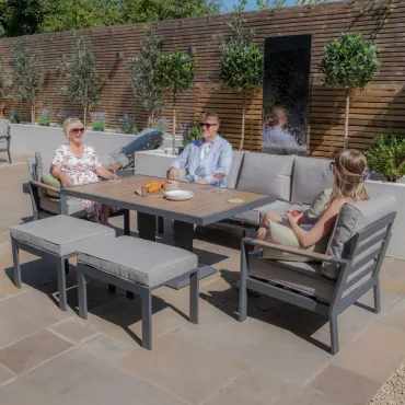 Vancouver 3 Seat Aluminium Sofa - Rising Table & 2 Stools