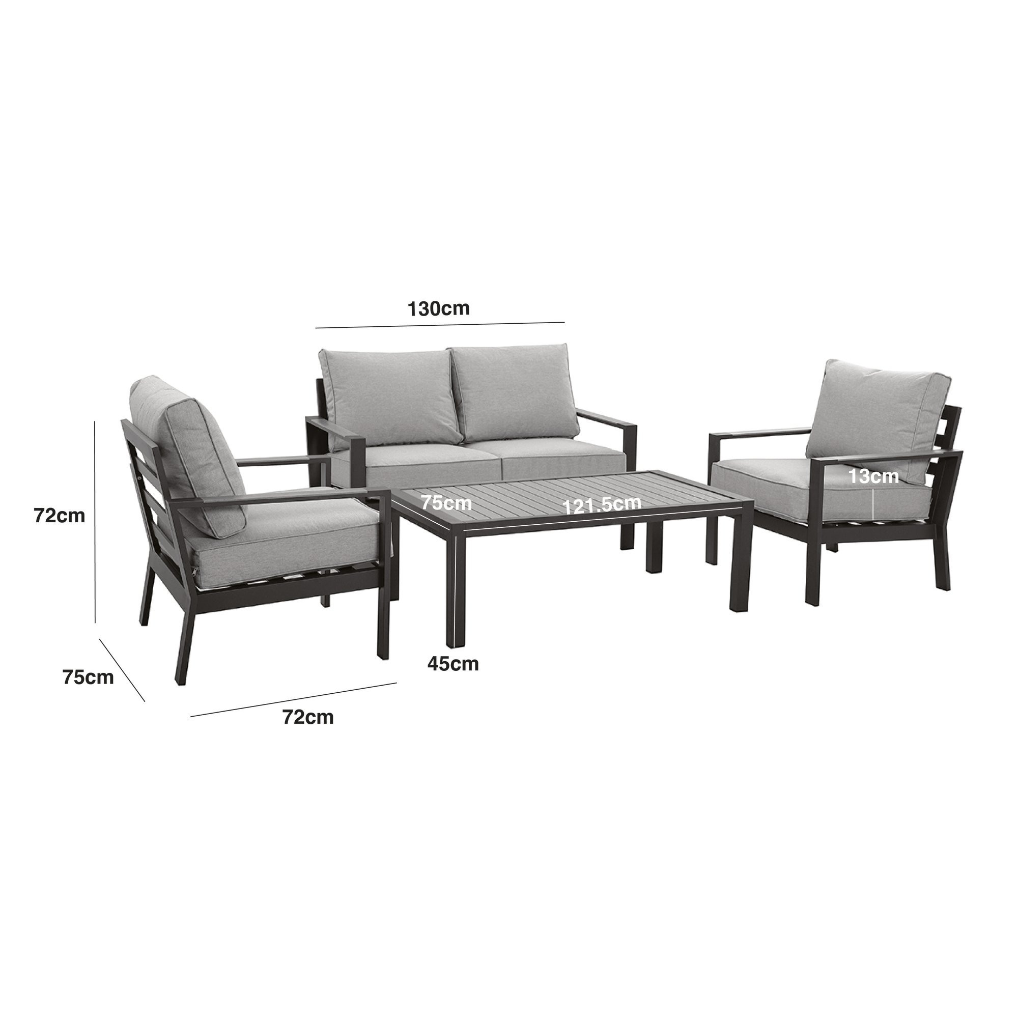 Vancouver 2 Seat Aluminium Sofa Set