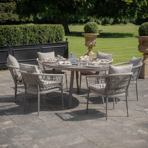 Monaco Rope Weave 6 Seat Oval Dining Set with Lazy Susan - 11 Monaco Rope Weave 6 Seat Oval Dining Set with Lazy Susan - 11