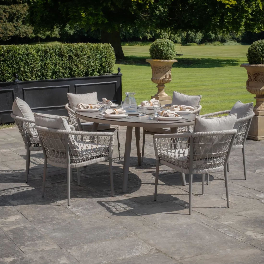 Monaco Rope Weave 6 Seat Oval Dining Set with Lazy Susan - 11 Monaco Rope Weave 6 Seat Oval Dining Set with Lazy Susan - 11