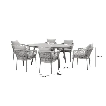 Monaco Rope Weave 6 Seat Oval Dining & Lazy Susan