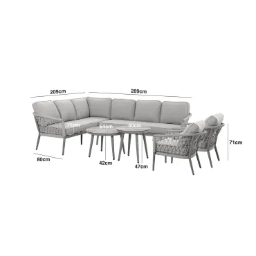 Monaco Rope Weave Large Corner & 2 Armchairs