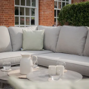 Monaco Rope Weave Large Corner with Pair of Round Coffee Tables & Armchair