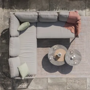 Monaco Rope Weave Small Corner with Pair of Round Coffee Tables