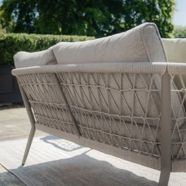 Monaco Rope Weave Small Corner with Pair of Round Coffee Tables