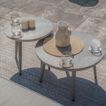 Monaco Rope Weave Small Corner with Pair of Round Coffee Tables
