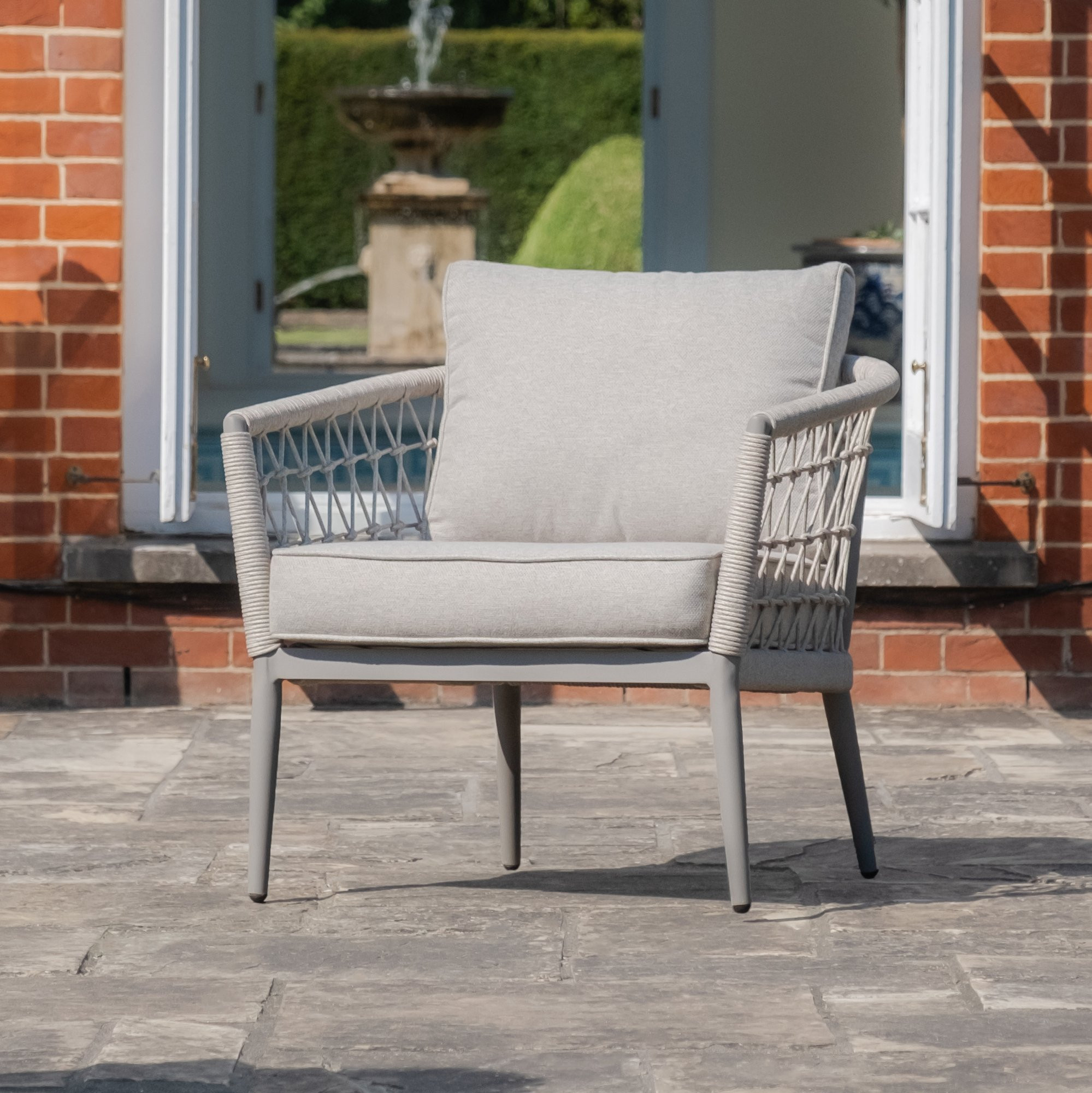 Monaco Rope Weave 3 Seat Sofa Set with Pair of Round Coffee Tables