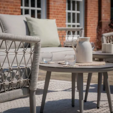 Monaco Rope Weave 3 Seat Sofa Set with Pair of Round Coffee Tables