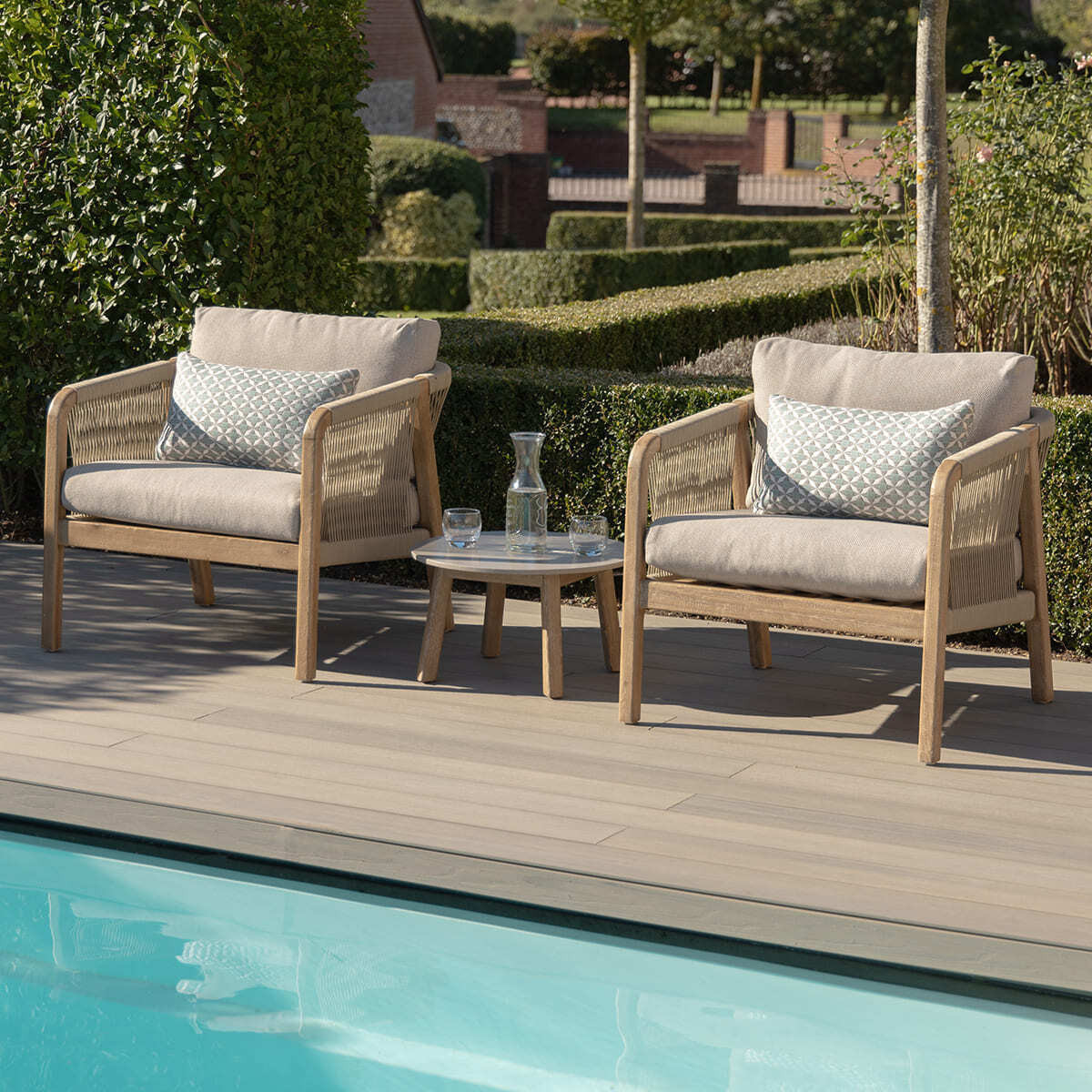 Martinique Rope Weave Lounge Set & Round Coffee Table