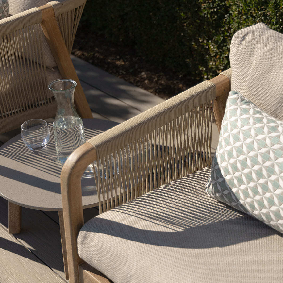 Martinique Rope Weave Lounge Set & Round Coffee Table