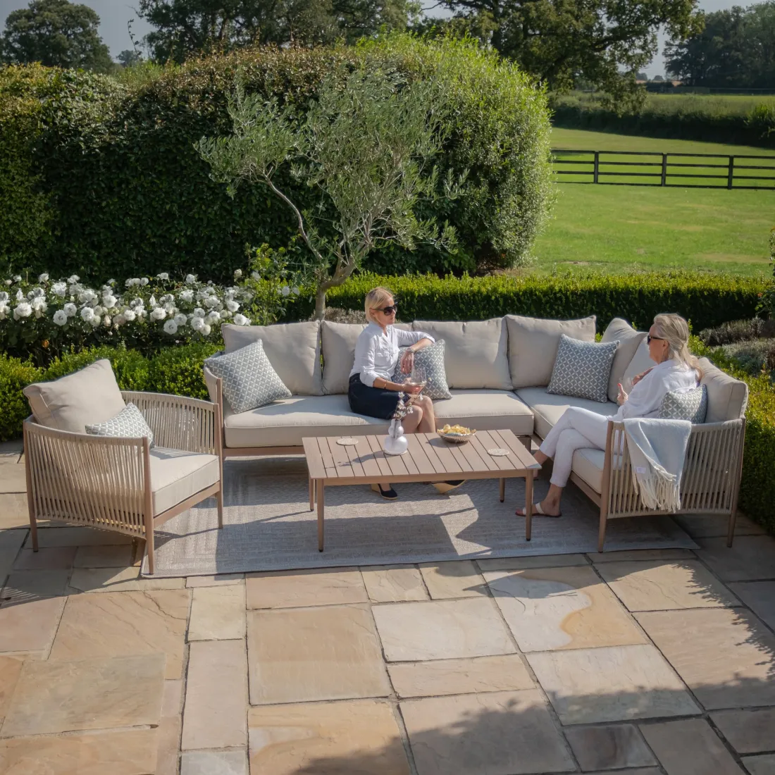 Havana Rope Weave Large Corner Sofa Set with Rectangular Coffee Table & Armchair  - 15